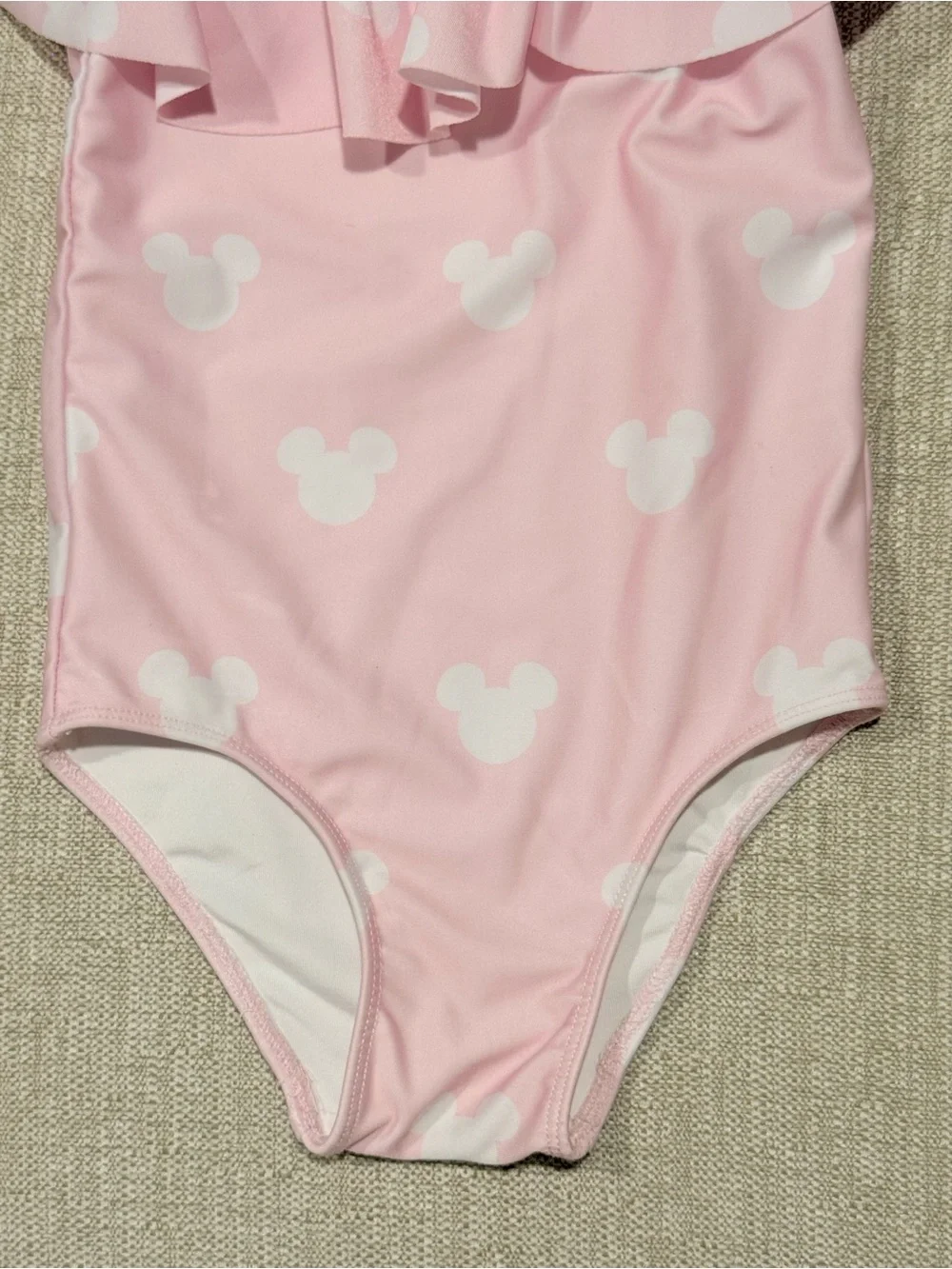 3T Cecil and Lou Mickey pink and white ruffle one piece swimsuit and towel set